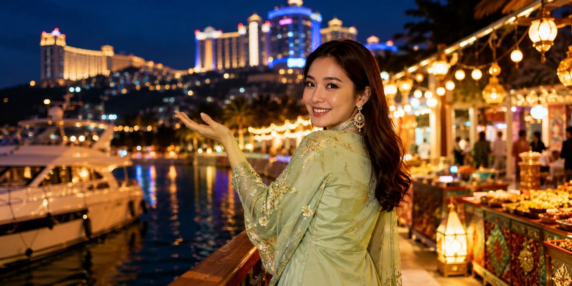 Suasana hiburan kasino Genting Highlands semasa perayaan Hari Raya di Malaysia